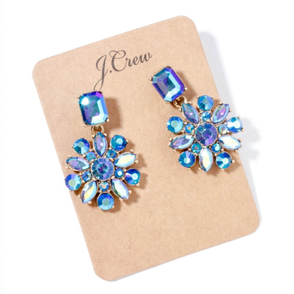 Jcrew blue crystal floral snowflake statement